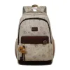 Cute cartoon pattern beige background student backpack, multi-functional casual and trendy backpack, girls' schoolbag, children's backpack Item Picture